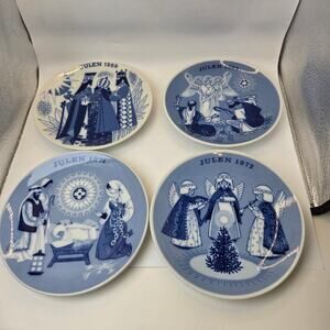 Porsgrund Norway Christmas Plates Set of 4 1969–1974 Limited Edition 6.75”